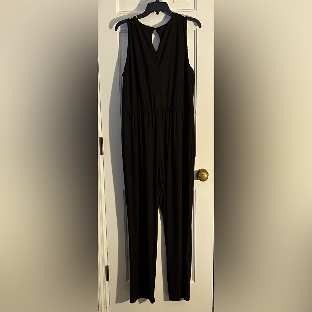 NY COLLECTION Sleeveless Enbellished Cocktail/Formak Black Jumpsuit. Size: XL. - Picture 2 of 11
